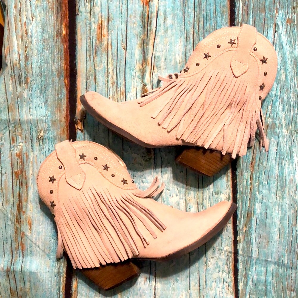 Very Volatile Genuine Suede Fringe Boho Booties - Picture 7 of 14